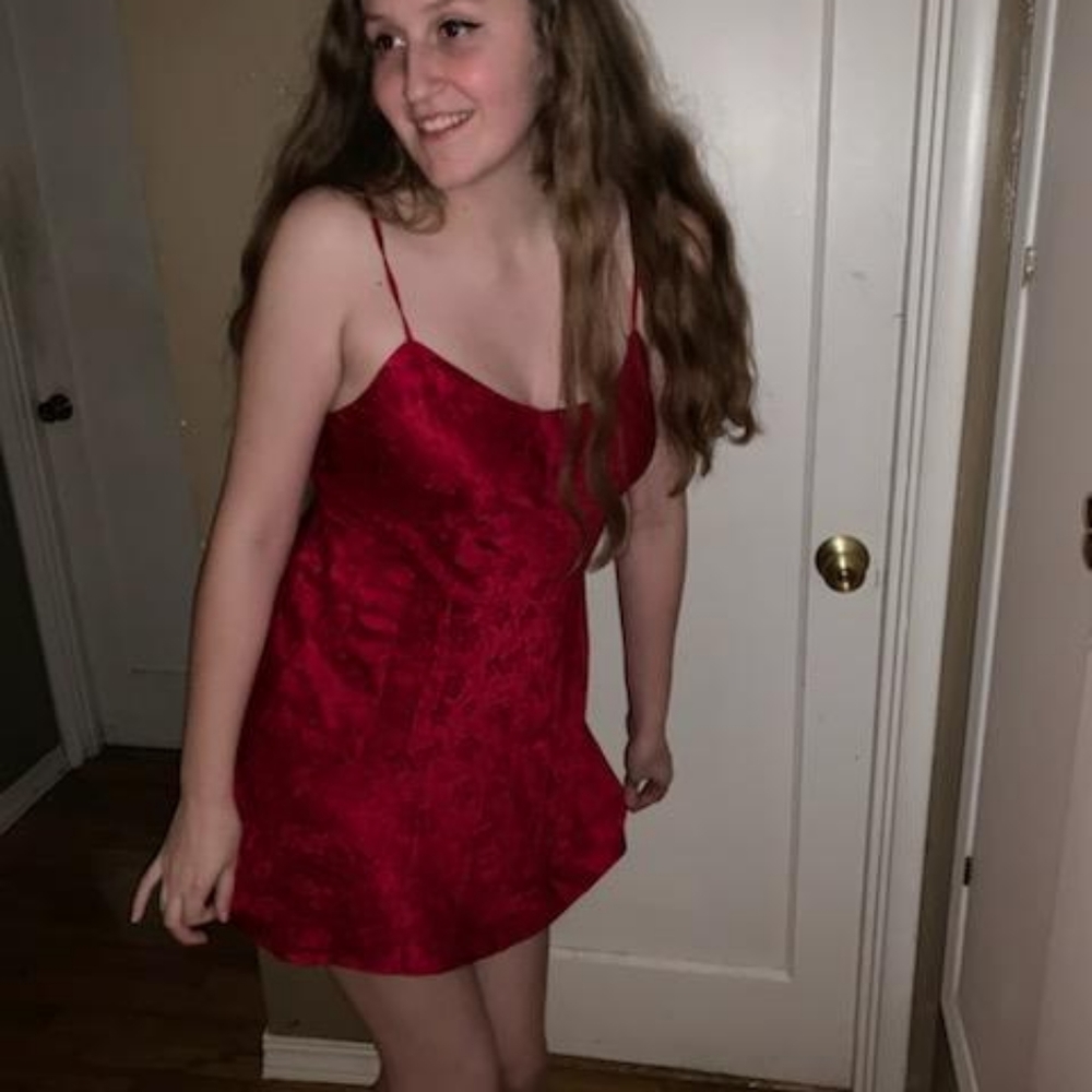 Cherry red 90s slip dress